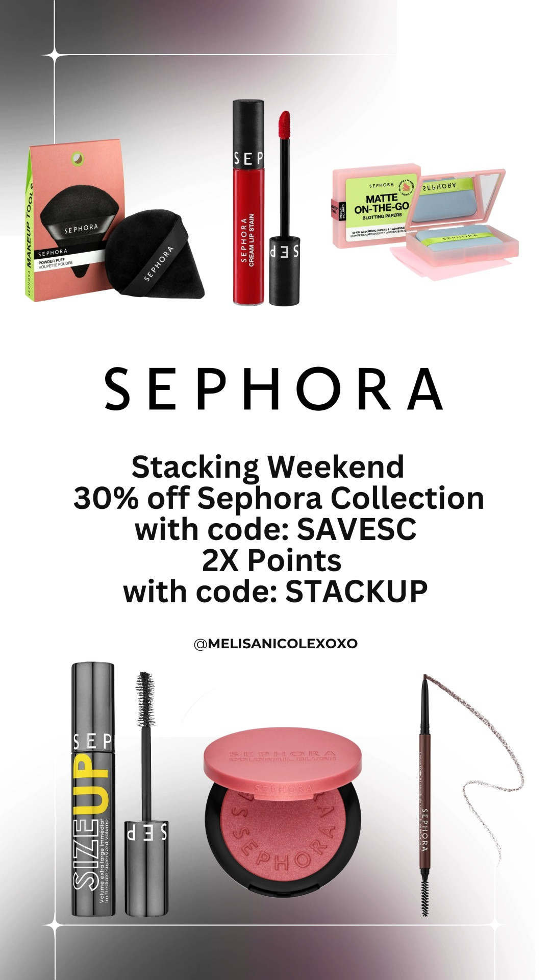 It’s a @Sephora stacking weekend!! 30% off Sephora collection code: SAVESC and 2X the Insider points!

#LTKBeauty #LTKSaleAlert #LTKselfcare