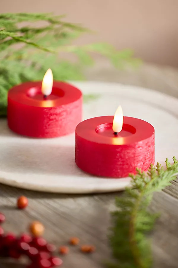 Flameless Wax Tea Lights, Set of 2 | Anthropologie (US)