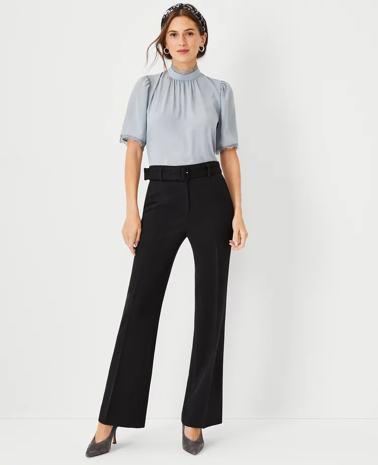 The Petite High Waist Belted Boot Cut Pant | Ann Taylor (US)