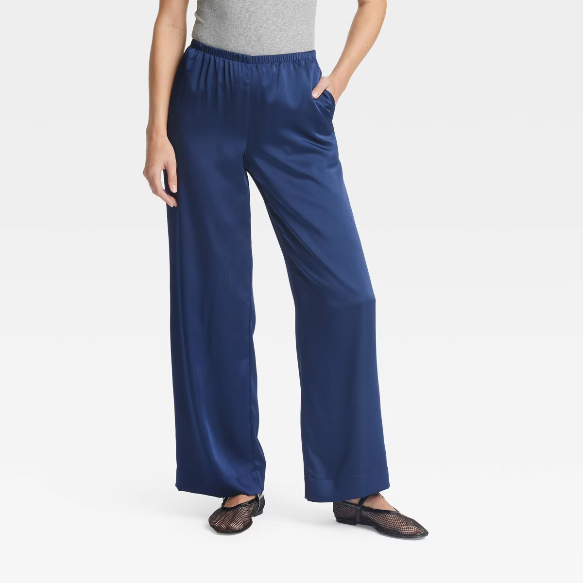 Women's Mid-Rise Straight Leg Satin Pull-On Pants - A New Day™ | Target