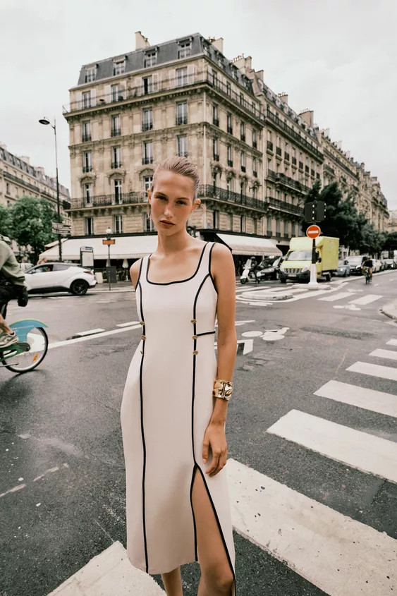 CONTRAST TRIM MIDI DRESS | Zara US