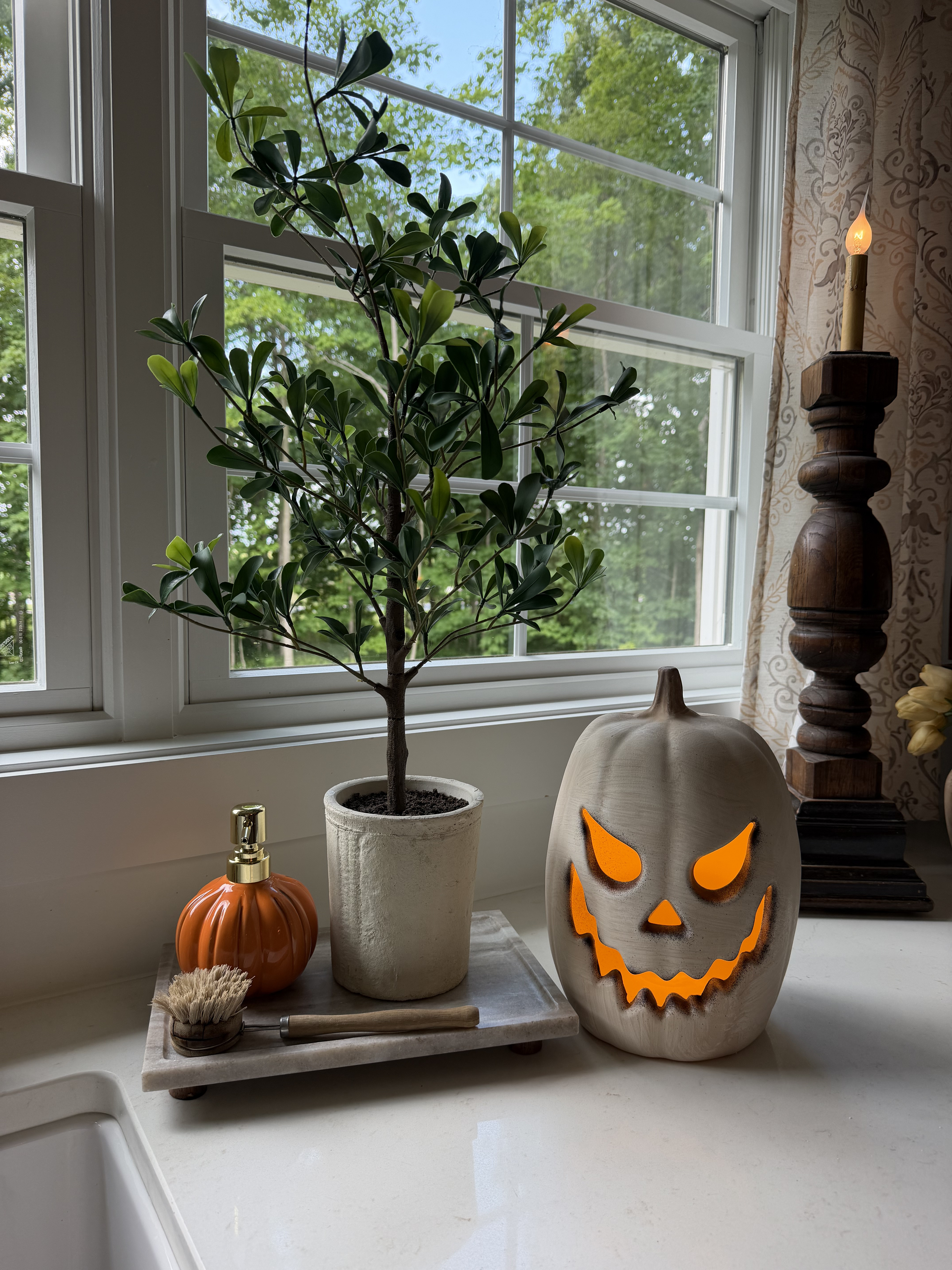 These inexpensive pre-lit pumpkins from Target fit perfectly with our antique decor.   

 #LTKSeasonal #LTKHome