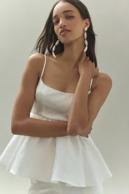 BHLDN Scoop-Neck Satin & Taffeta Peplum Tank | Anthropologie (US)
