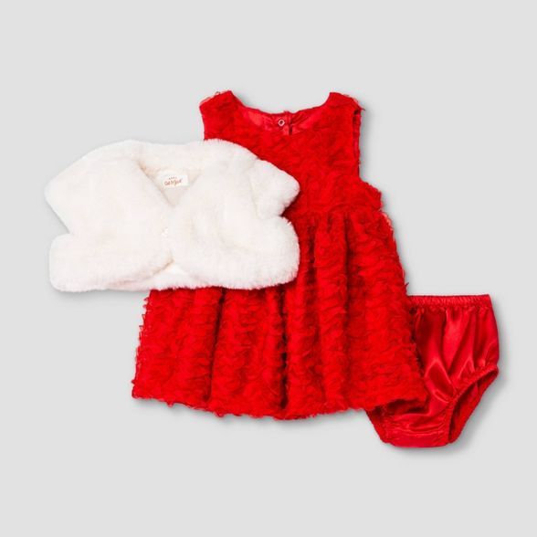 Baby Girls' Textured Mesh Dress with Shrug - Cat & Jack™ Cream | Target