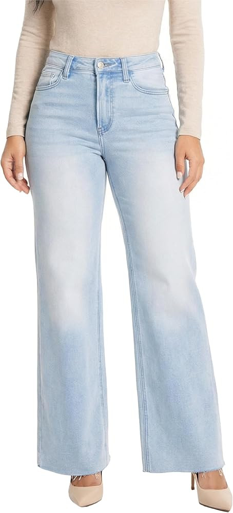 BlueMoment High Waisted Wide Leg Jeans for Women Stretchy Tummy Control Loose Denim Pants Plus Si... | Amazon (US)
