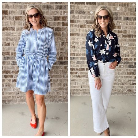 Walmart continues to knock it out of the park with designer looks for less!! I love looking professional without spending a fortune!  For under $30, this long sleeve drawstring mini dress is perfect for work or any spring occasion.  Also, this Free Assembly,  floral split neck button down with long sleeves is perfect for work, weekend date nights, or brunch with friends! It is lightweight and less than $25 – It looks great with any bottom – shown here with the white jeans (linked up some options)  dress size small // top size small 

#LTKstyletip #LTKover40 #LTKworkwear