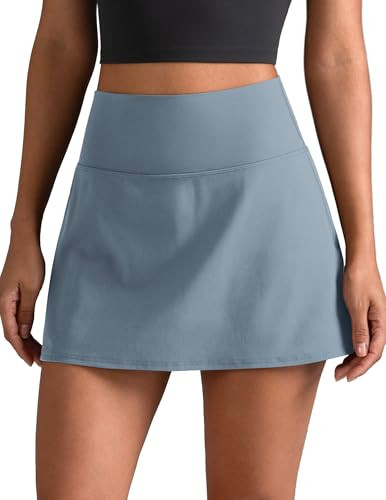 Colorfulkoala Dreamlux Skirts for Women High Rise Athletic Golf Tennis Skorts Built-in Shorts with Pockets(XL, Chambray) | Amazon (US)