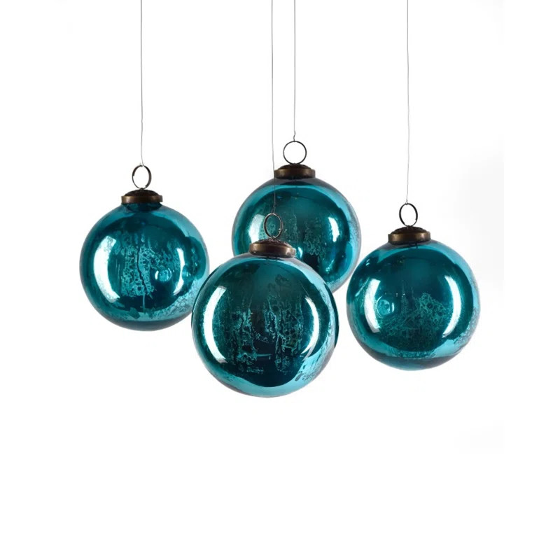 4 Pieces Glass Vintage Ball Ornament Set | Wayfair North America