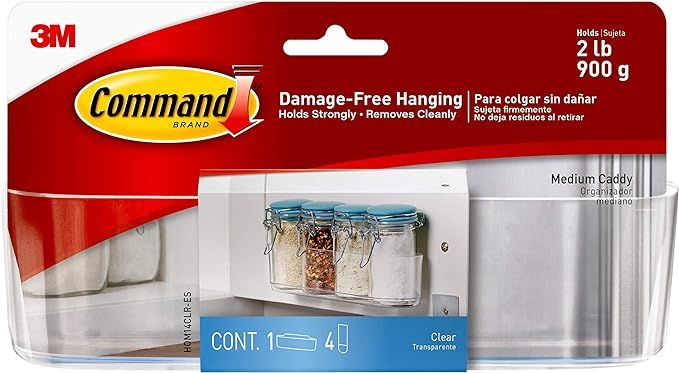 Command Medium Caddy, Clear, with 4 Clear Indoor Strips, Organize Damage-Free | Amazon (US)