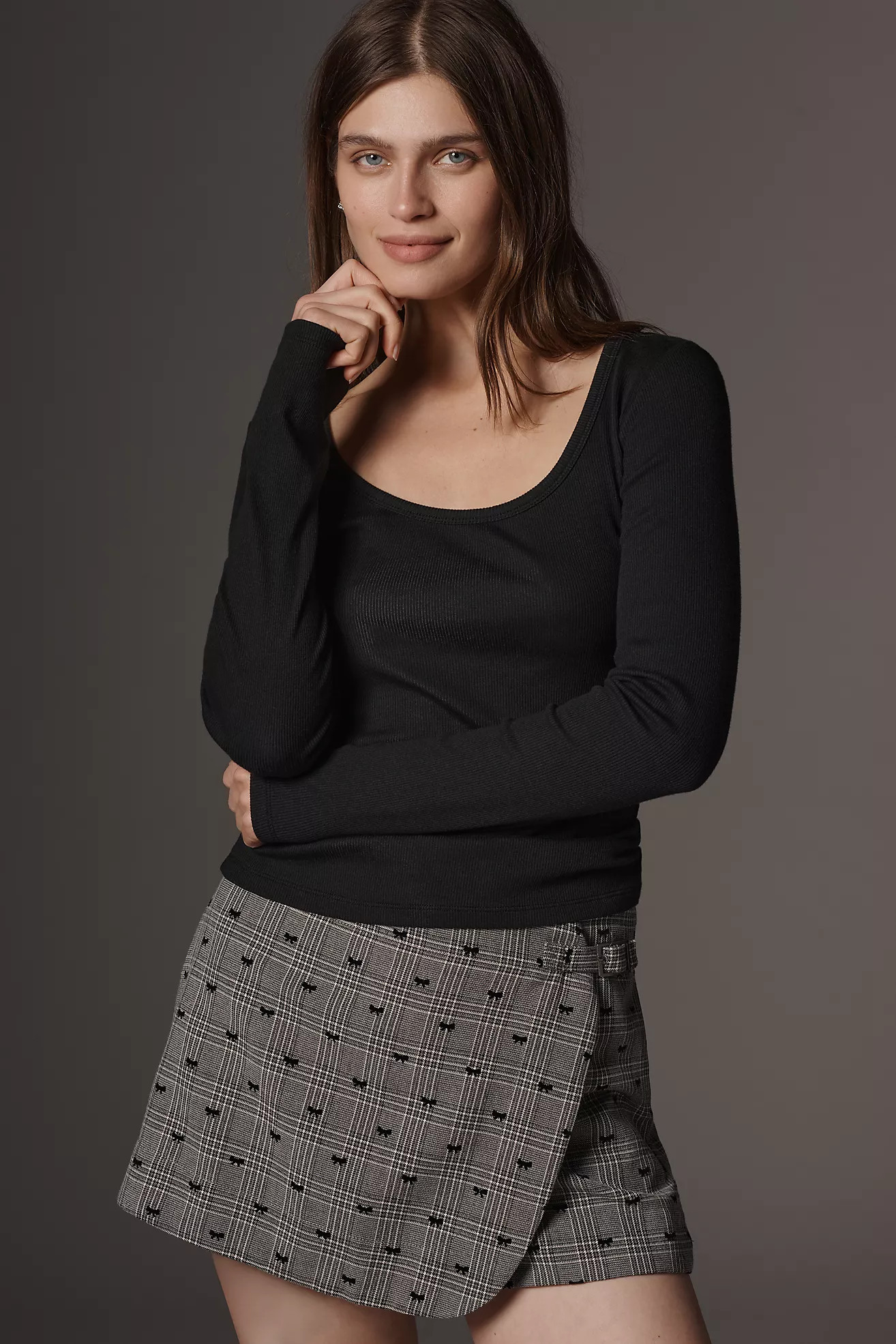 Maeve Long-Sleeve Scoop-Neck Ribbed Tee | Anthropologie (US)