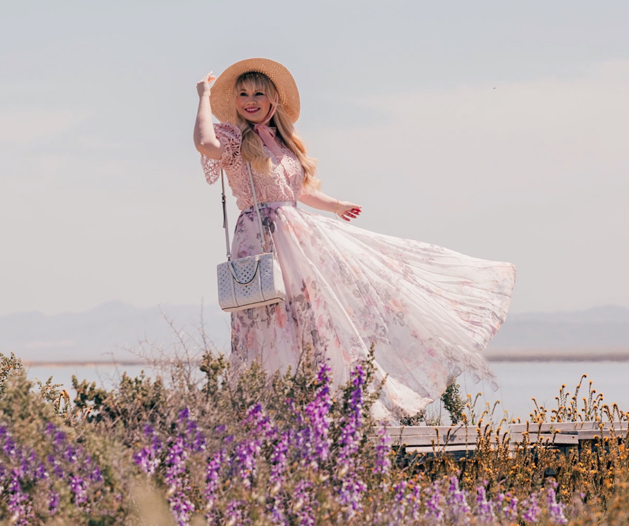 Summer travel outfit - petite floral maxi skirt and lace top with sun hat 

#LTKunder100 #LTKFind #LTKstyletip