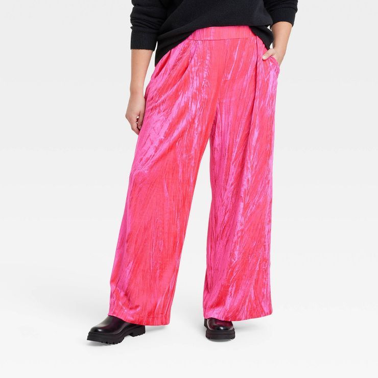 Women's High-Rise Wide Leg Velvet Pull-On Pants - A New Day™ | Target