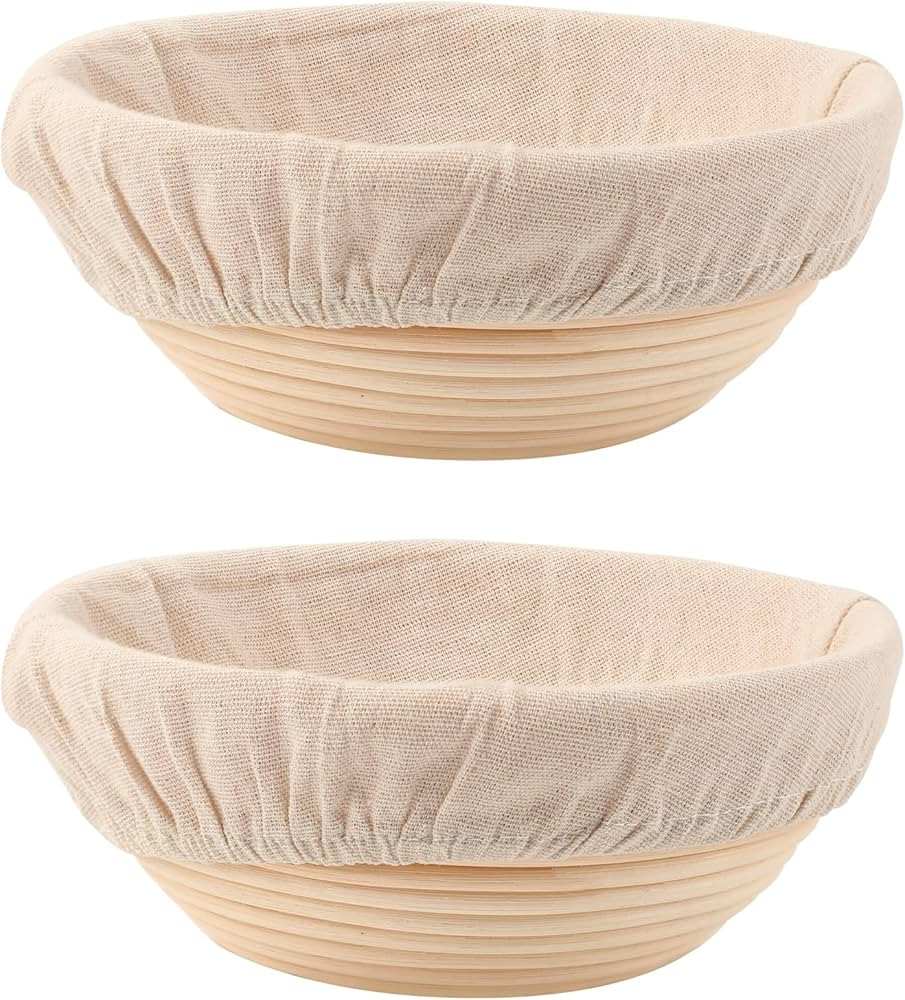 Bread Proofing Baskets Set of 2 8.5 inch Round Dough Proofing Bowls w/Liners Perfect for Home Sou... | Amazon (US)