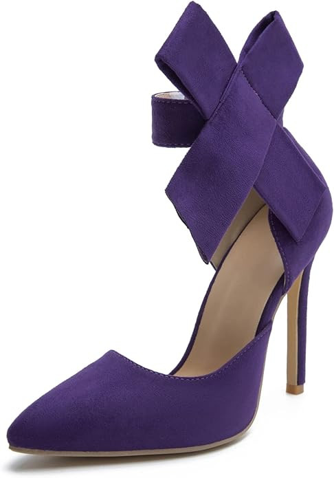 fereshte Women's Bowknot Pumps D'Orsay Pointy Toe Stiletto High Heel Dress Shoes | Amazon (US)