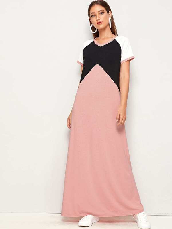 SHEIN Cut and Sew Ringer Maxi Tent Dress | SHEIN