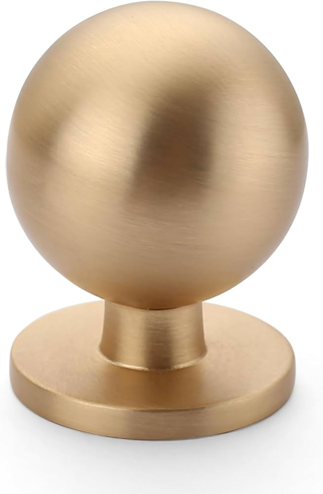 Amerdeco 10 Pack Brushed Brass Cabinet Knobs Single Hole Cabinet Pulls 1 Inch Diameter Round Draw... | Amazon (US)