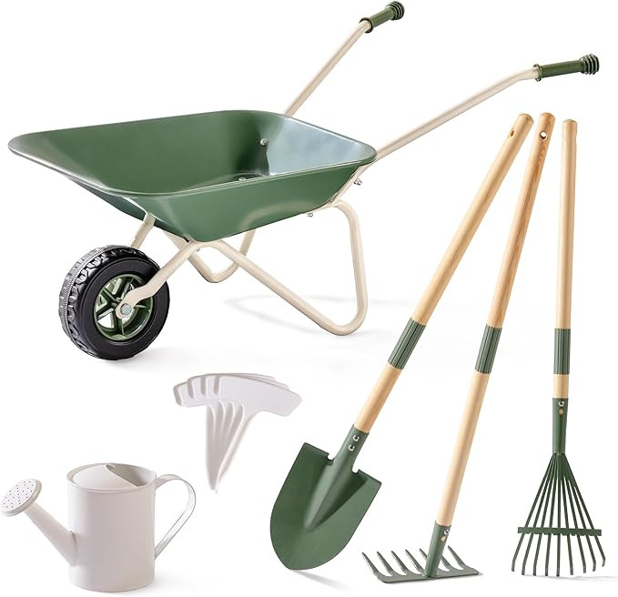 ROBUD Kids Wheelbarrow with Gardening Tools Set, Educational Kids Gardening Set with Kid Wheelbar... | Amazon (US)