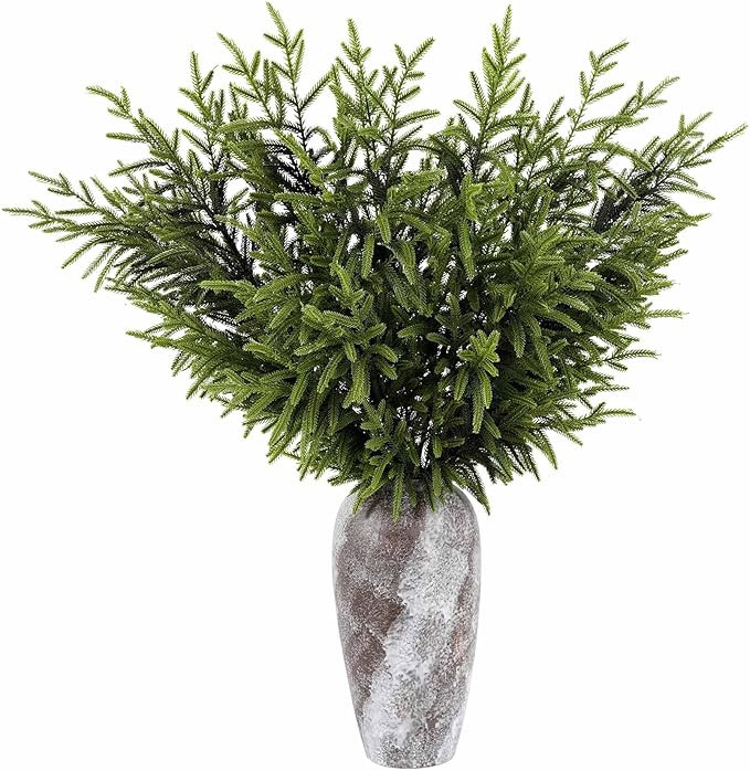 6 Pcs Christmas Norfolk Pine Branches - 36" Artificial Norfolk Branch Faux Stem Greenery Pine Pic... | Amazon (US)