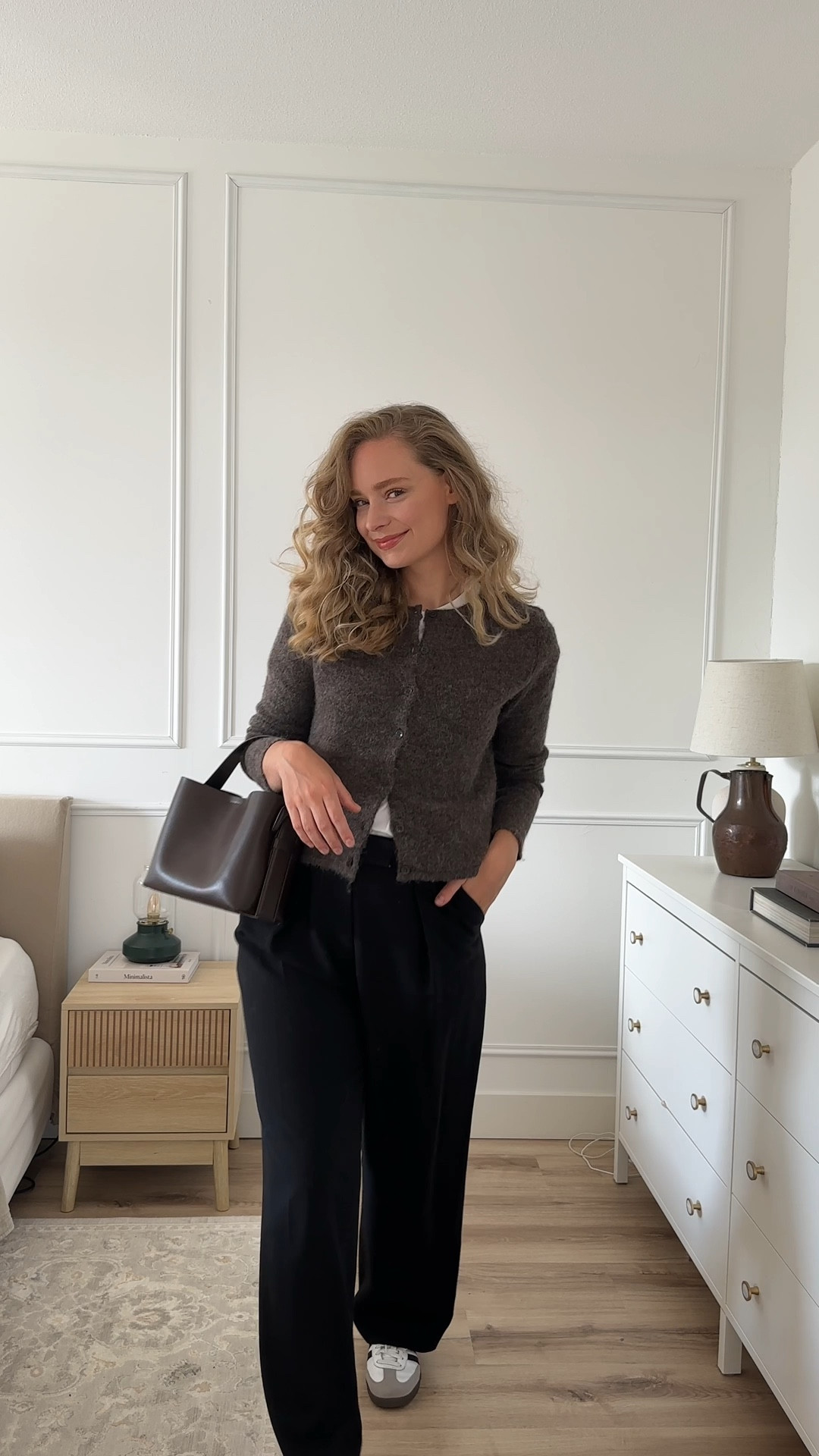 30 days of autumn outfits. Day 1/30
Brown cardigan, button up cardigan, black wool trousers, white Tshirt, brown leather bag, adidas sambas 

#LTKeurope #LTKworkwear #LTKstyletip