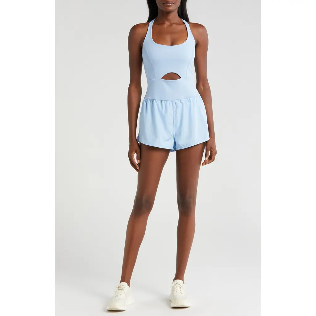 FP Movement by Free People Righteous Runsie Romper in Oxford Blue at Nordstrom, Size Large | Nordstrom