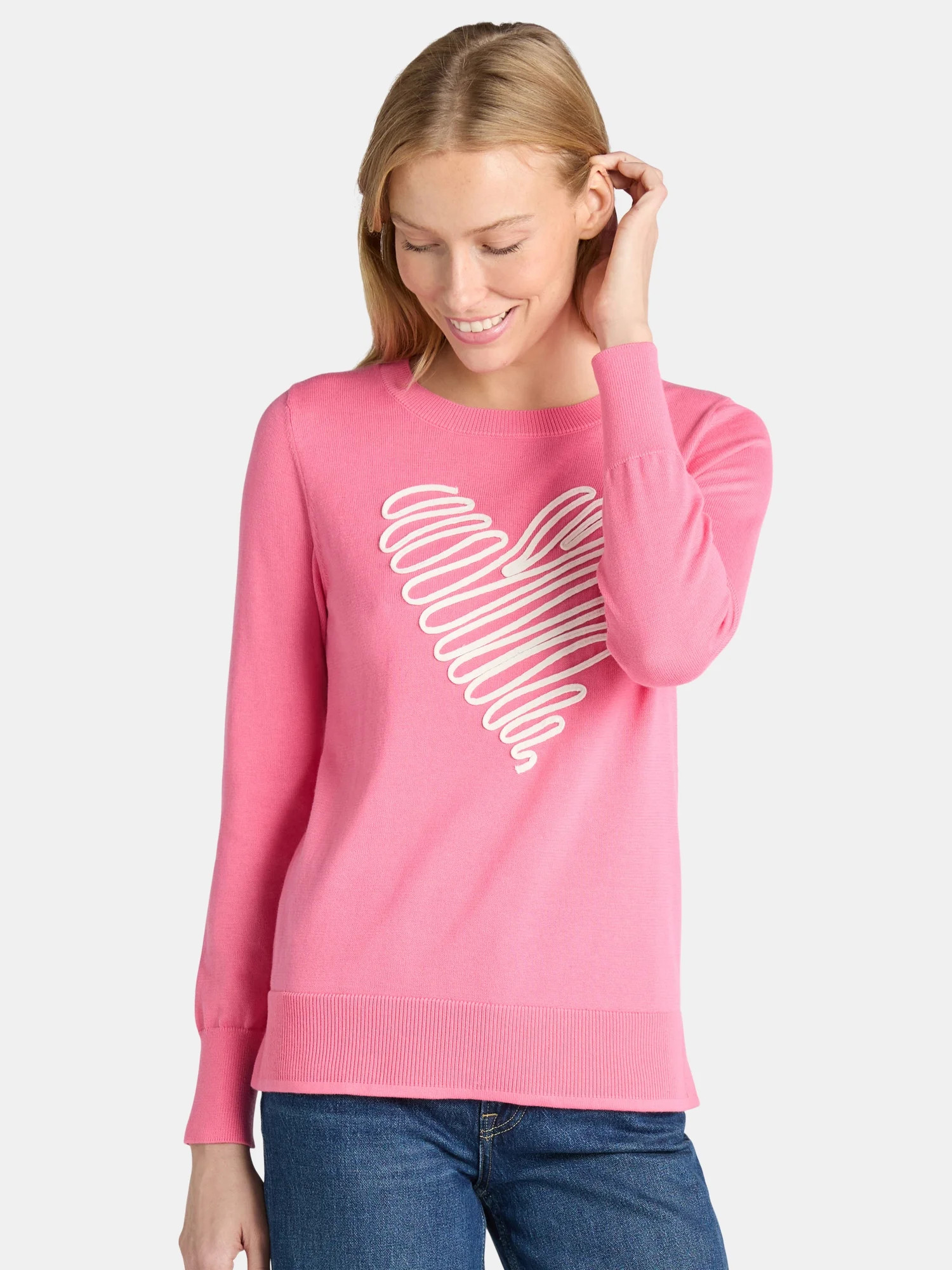 Time and Tru Women’s Valentine’s Day Sweater, Lightweight, Sizes XS-XXXL | Walmart (US)