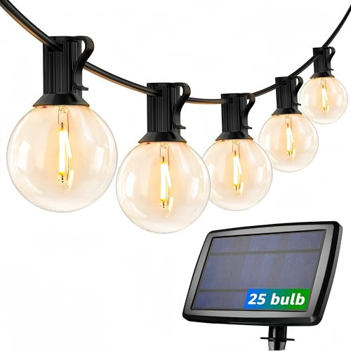 Lepro Solar Outdoor String Lights Patio Bistro Lights, 25ft 26 LED G40 Bulbs, USB Rechargeable Portable Edison Café String Lights for Porch, Pergola, Backyard, Garden, Pool, Party, Camping, 3600mAh | Amazon (US)
