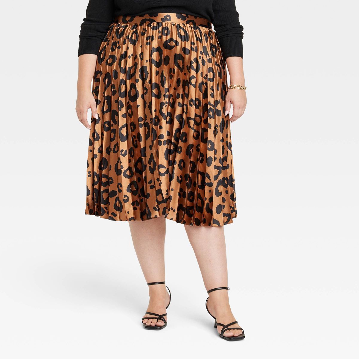 Women's Pleated Satin Midi A-Line Skirt - Ava & Viv™ | Target