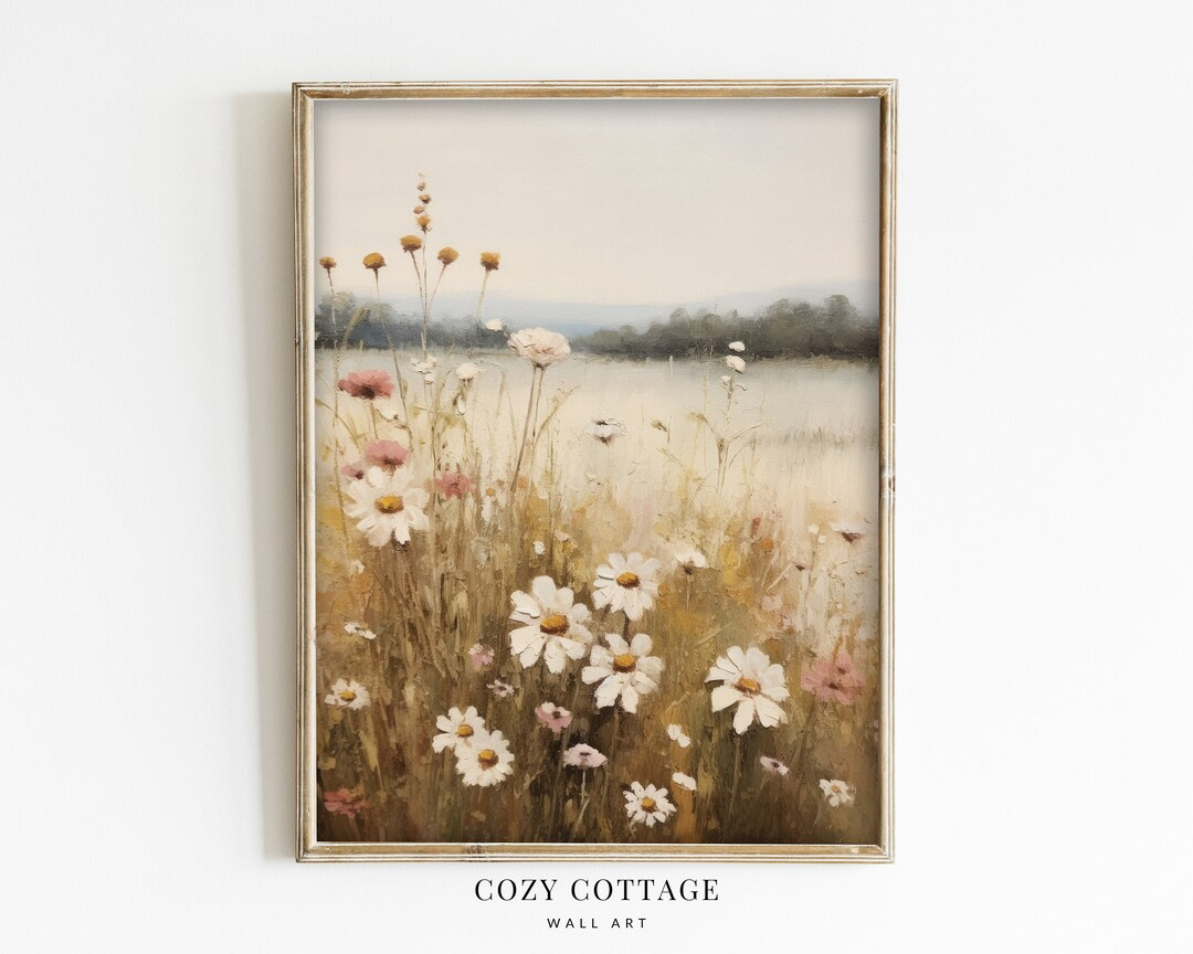 Daisy Wildflower Meadow Vintage Style Painting | Cottagecore Decor | PRINTABLE | No. 044 - Etsy | Etsy (US)
