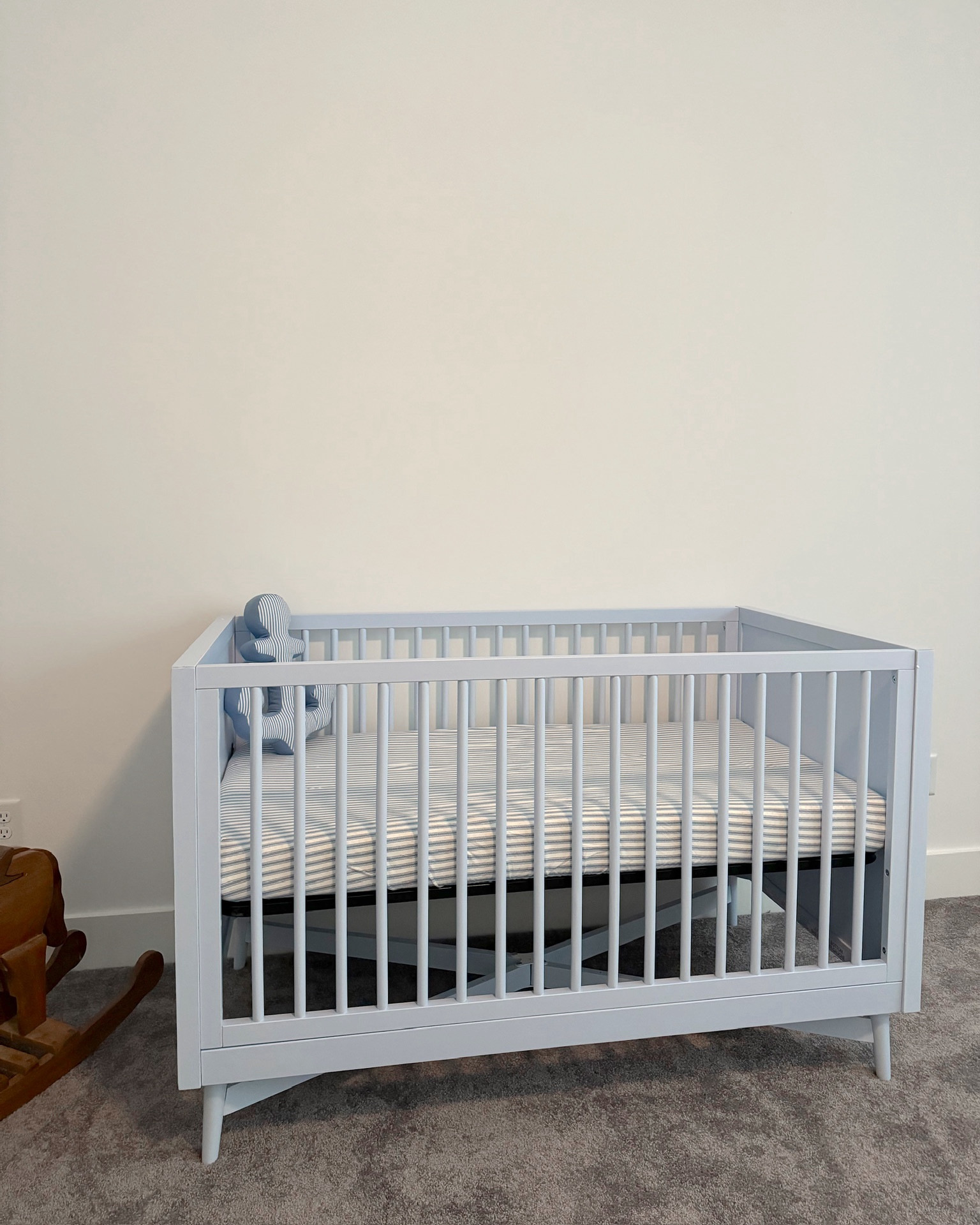 Baby boy nursery light blue 4-in-1 convertible crib, anchor pillow, newton mattress and sheets 

#LTKHome #LTKBaby #LTKKids