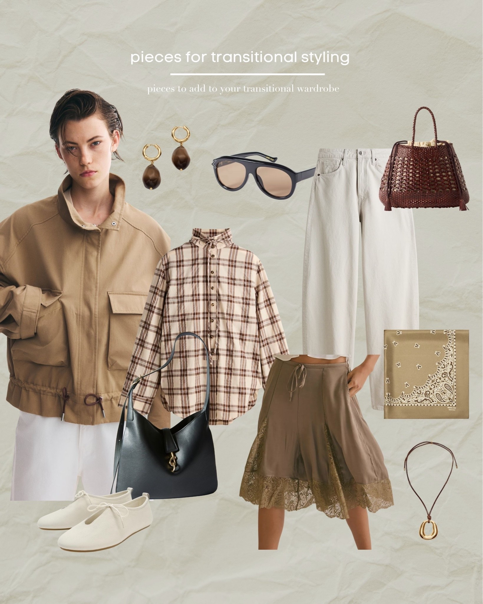 Transitional Styling, Shopping Edit, Autumn Style, Jacket, Funnel Neck Jacket, Check Blouse, Check Shirt, Barrel Leg Jeans, Basket Bag, Weaved Bag, Ballet Flats, Accessories

#LTKeurope #LTKautumn #LTKuk