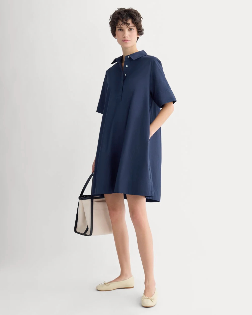 Popover Mini Shirtrdress in Ultrasoft Cotton | Navy | Everlane