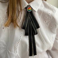 Rainbow Tie. Subtle Pride Accessory. Thin Black Bow Tie For Women. Cowboy Handmade Ties. Gift Her | Etsy (US)