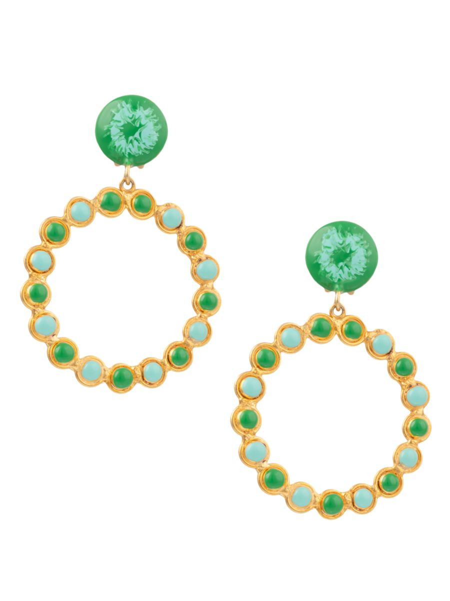 Happy 22K-Gold-Plated & Enamel Clip-On Drop Earrings | Saks Fifth Avenue