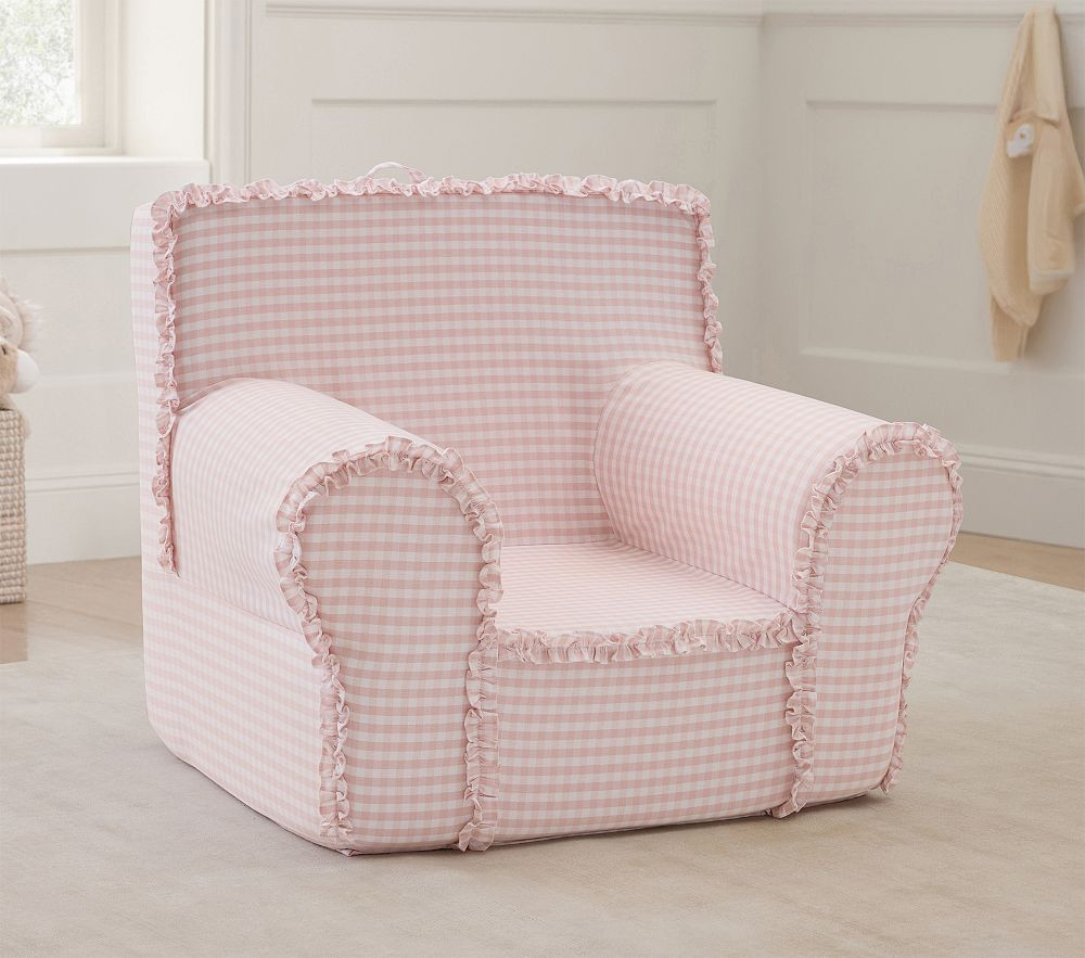 Kids Anywhere Chair, Sepia Rose Ruffle Gingham | Pottery Barn Kids