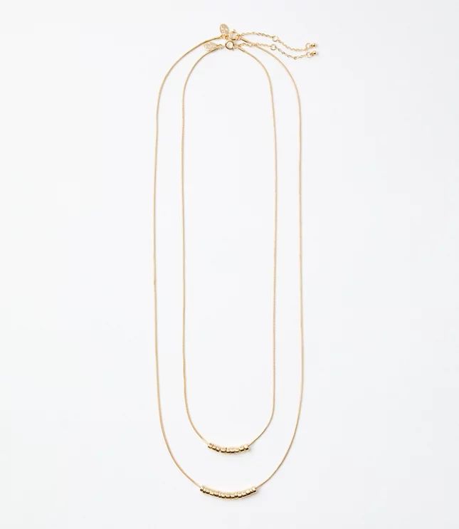 Metallic Beaded Layered Necklace Set | LOFT