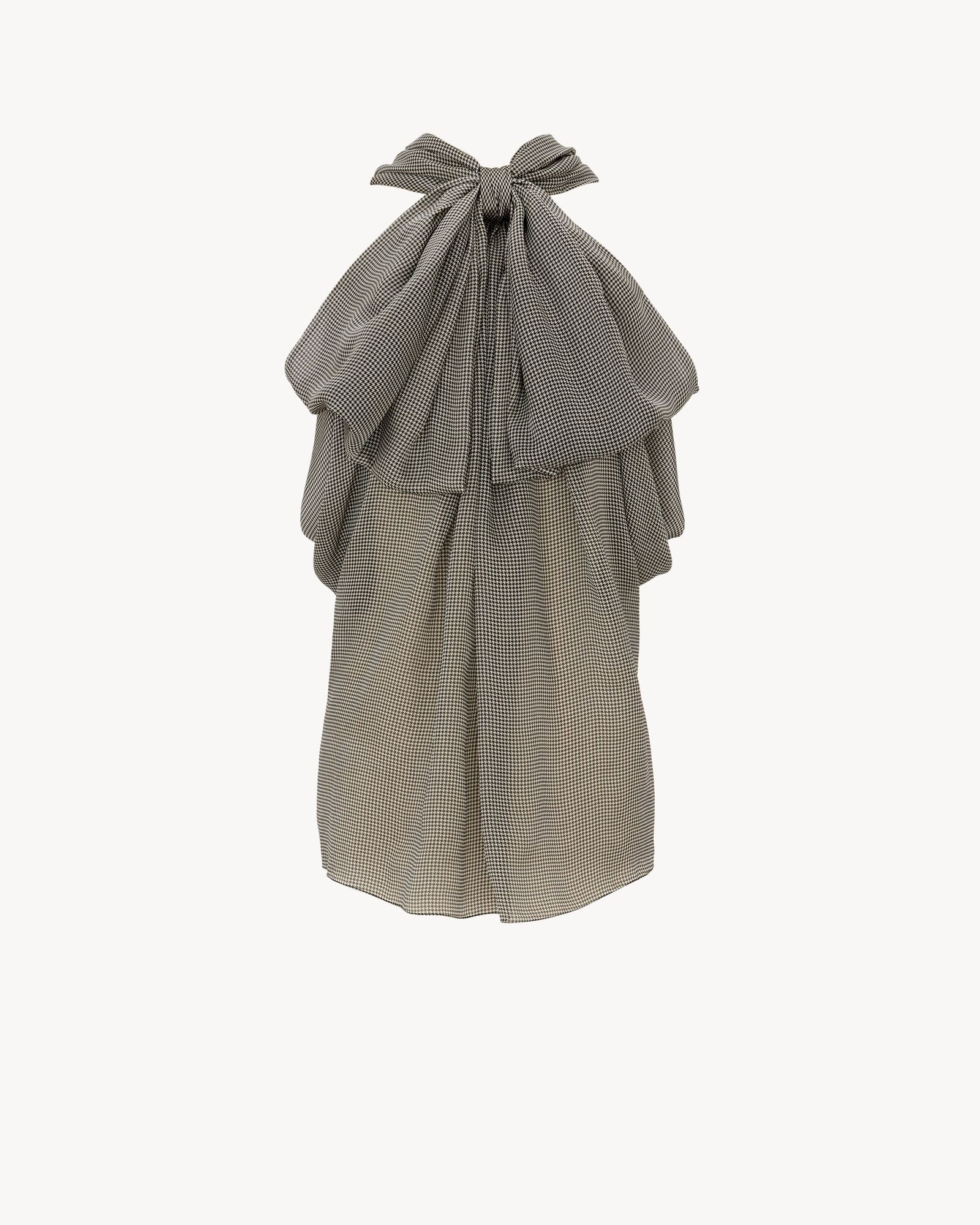 lavallière-neck blouse in puppytooth silk charmeuse | Saint Laurent Inc. (Global)