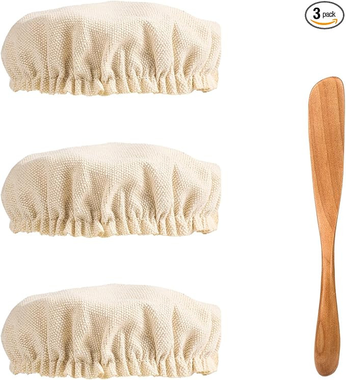 3pcs Sourdough Starter Jar Cloth Covers with Spatula, Unbleached Fabric Bread Fermentation Cover ... | Amazon (US)