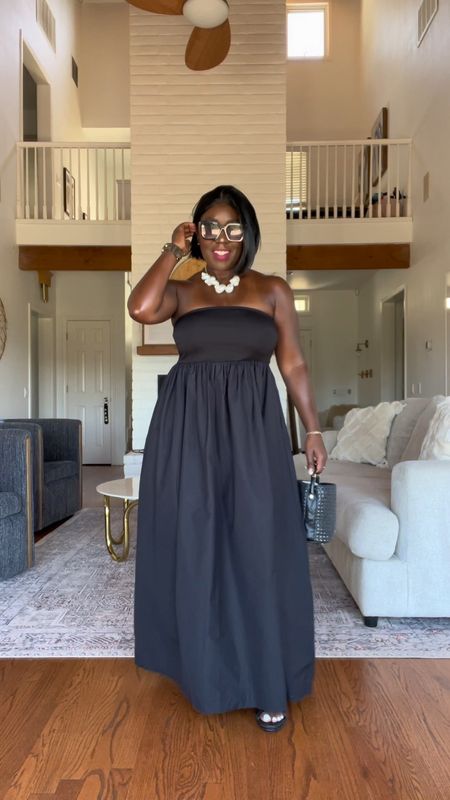 Such a classic and chic dress from Walmart! Styled it with black sandal heels, black bucket bag, pearl necklace and chunky sunglasses!!

#LTKitbag #LTKstyletip #LTKVideo