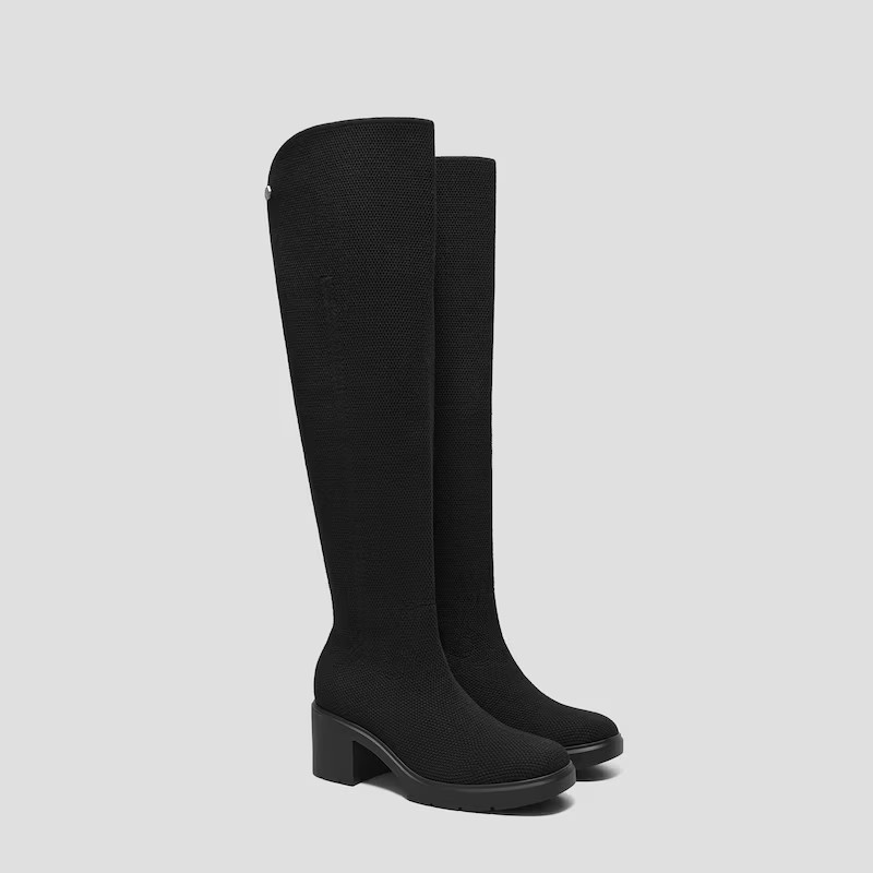 Fold-Over Square-Toe Knee-High Boots (Gia) | VIVAIA