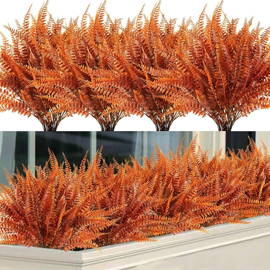 12 Bundles Artificial Fall Flowers Boston Ferns for Outdoors Lush Fake Fern Plants Artificial Fal... | Amazon (US)