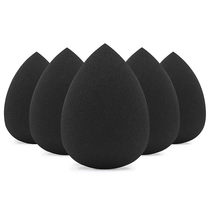BEAKEY Makeup Sponge Set, 5 Pcs Black Foundation Blending Beauty Sponge, Flawless for Liquid, Cre... | Amazon (US)
