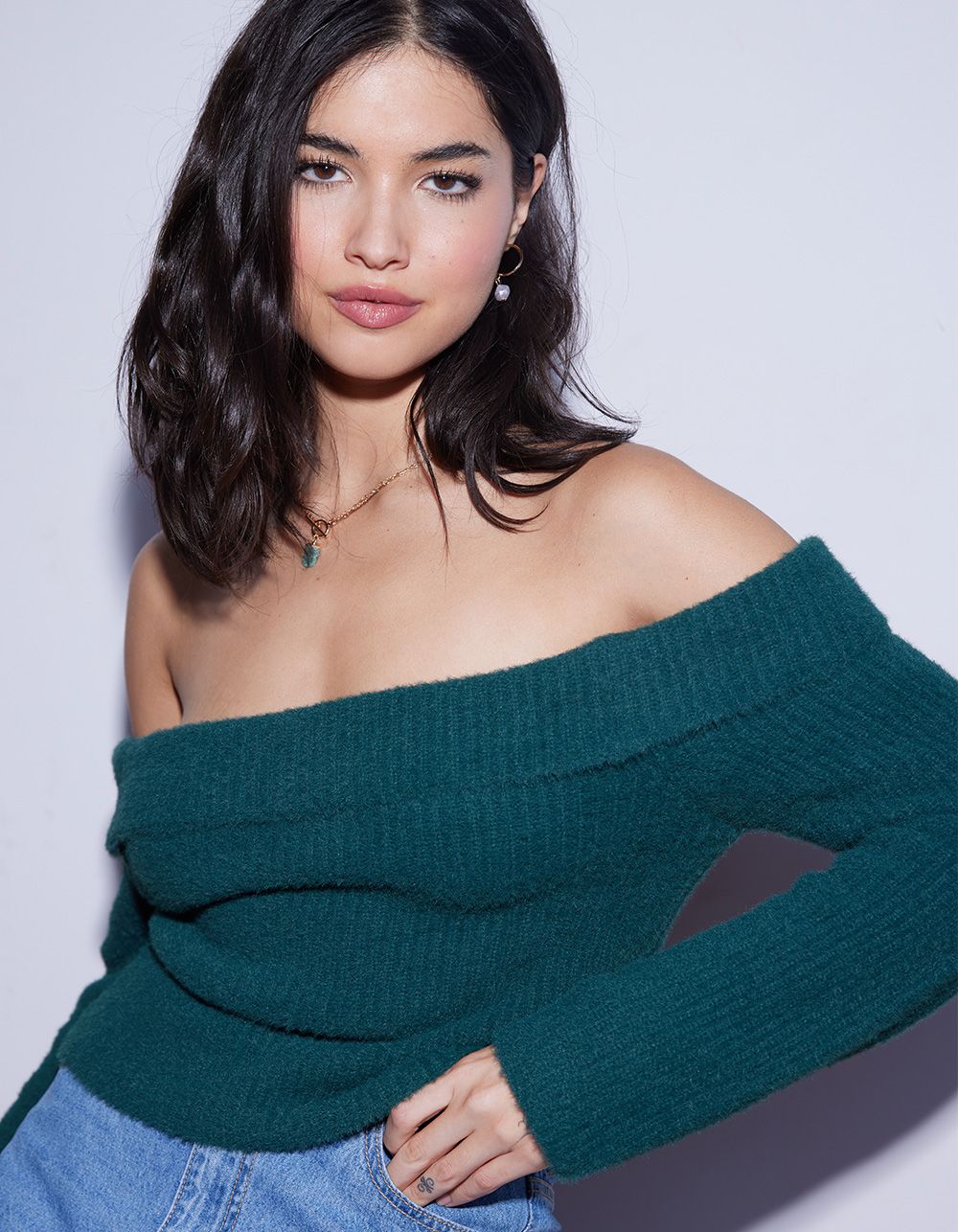 WEST OF MELROSE Off The Shoulder Fuzzy Womens Sweater | Tillys