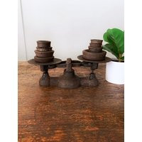 Vintage Cast Iron Rusty Balance Scale With Weights | Etsy (US)