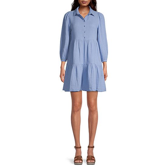 new!a.n.a Long Sleeve Shirt Dress | JCPenney