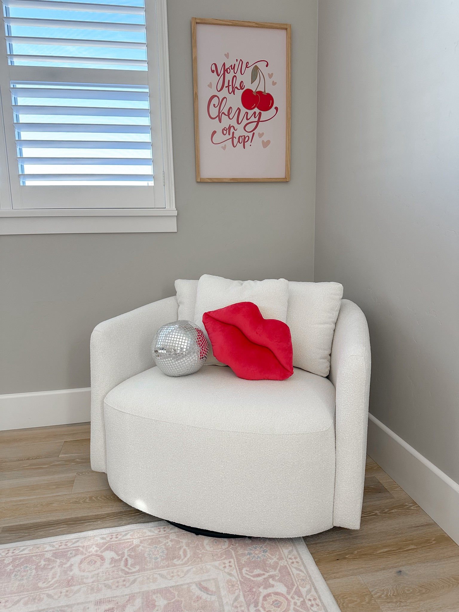 I finally bought the viral Walmart chair and LOVE it! It swivels and is super comfortable 💋🪩 pillows are from the Target dollar spot! 

#LTKhome #LTKfamily #LTKfindsunder100