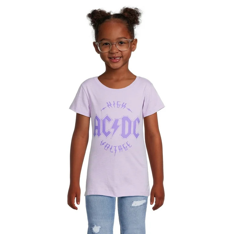 AC/DC Girls Band Graphic Tee with Short Sleeves, Sizes 4-18 & Plus | Walmart (US)