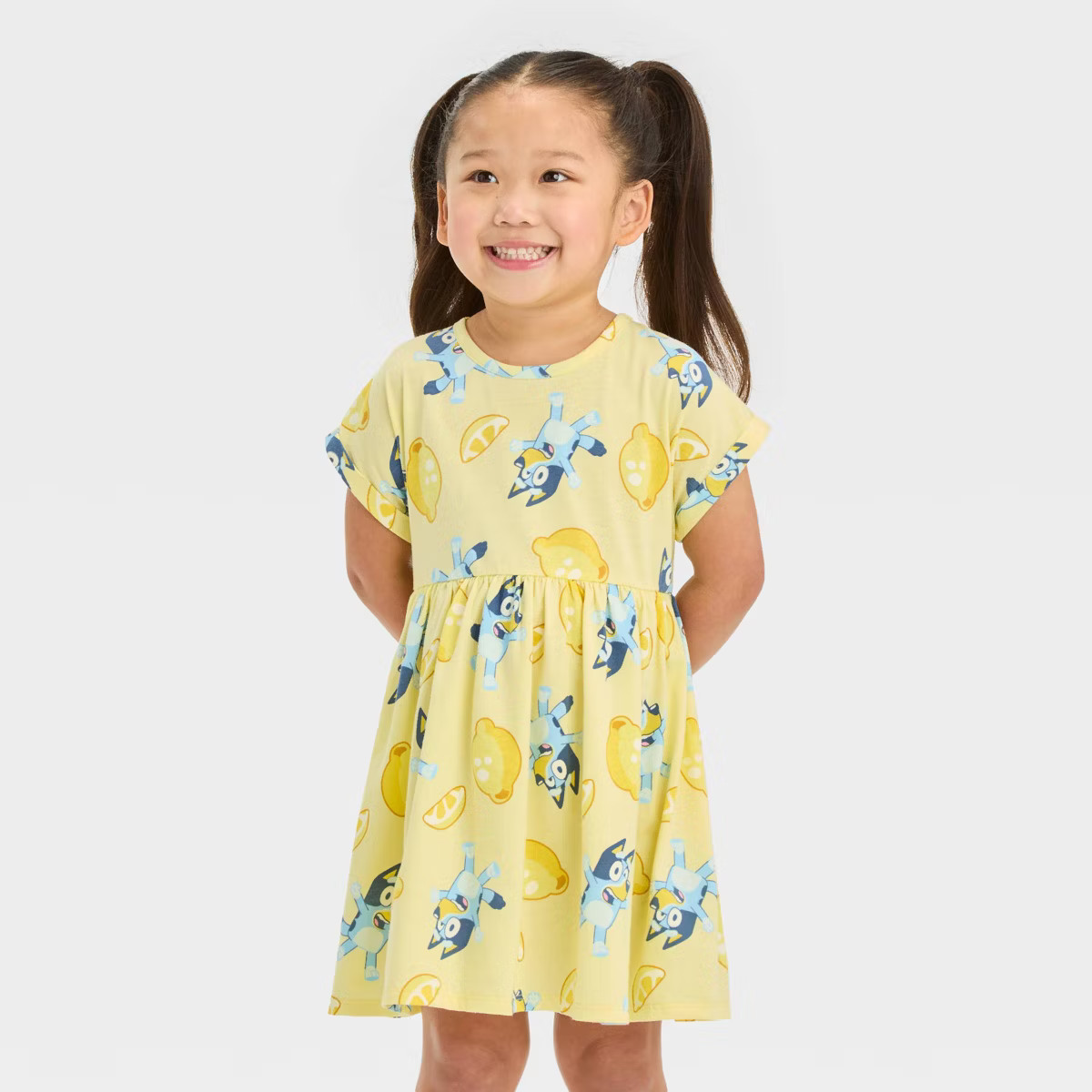 Toddler Girls' Bluey Short Sleeve T-Shirt Dress - Yellow | Target