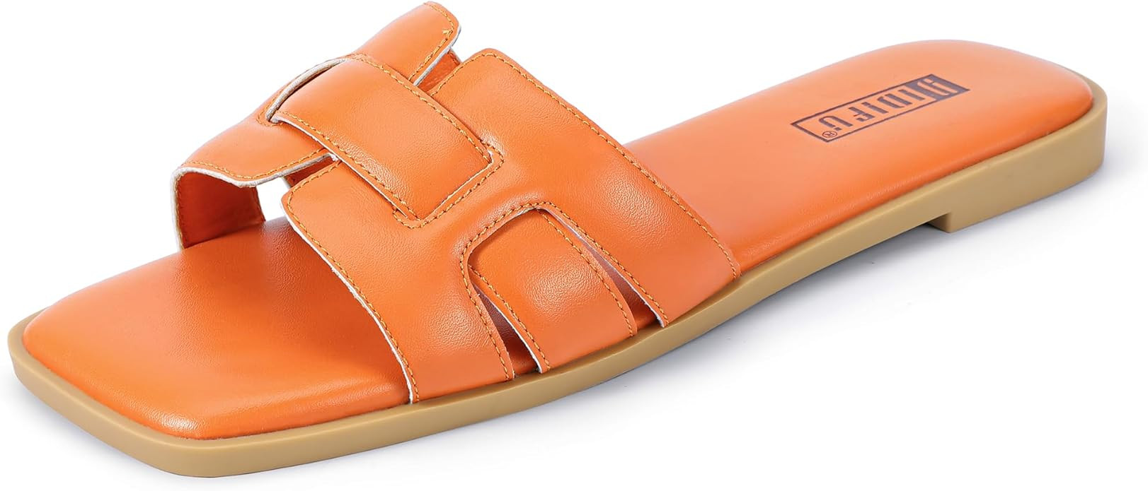 IDIFU Women's Flat Sandals Slip On Open Square Toe Slide Sandals for Women Comfortable Summer Dre... | Amazon (US)