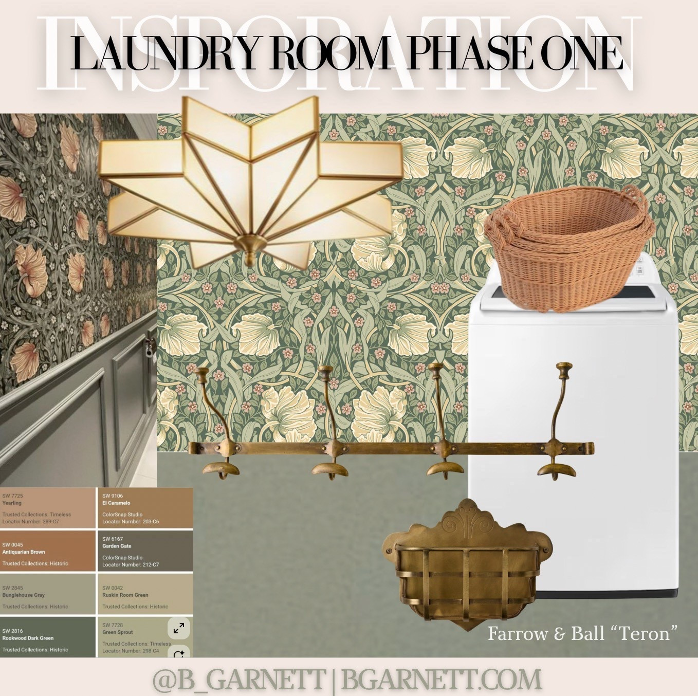 One of the first projects in our new home is overhauling our tiny laundry room and turning it into a a tiny jewel box 

Some of the various moodboards (scroll). Cans wort to start ordering samples 

New house | laundry room | wallpaper | flush Mount light | wall hook | laundry room glow up | diy 

#LTKFindsUnder100 #LTKHome #LTKSaleAlert