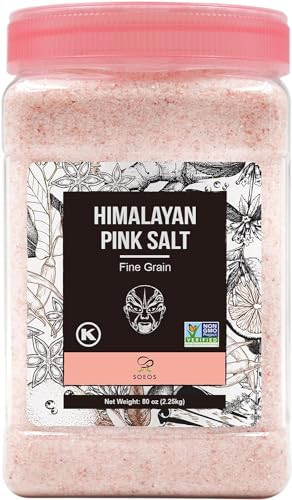 Soeos Himalayan Pink Salt, Fine Grain, 80oz (5 Pound), Non-GMO Himalayan Salt, Kosher Salt, Pink Himalayan Sea Salt Fine | Amazon (US)